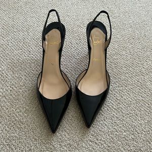Christian Louboutin black patent slingback heels. Size 40.5.